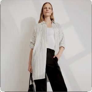 Everlane Way Long Linen Striped Shirt